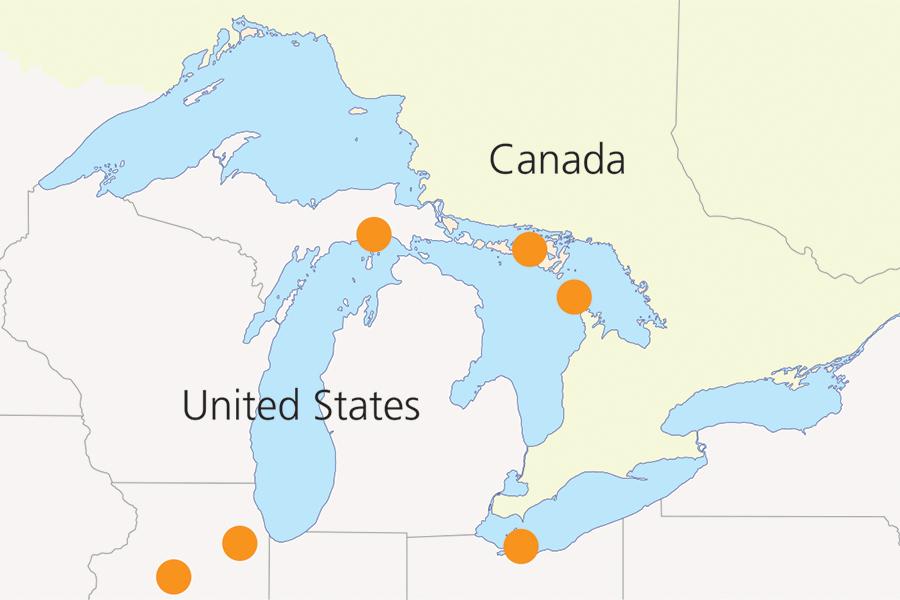 map of the Great Lakes